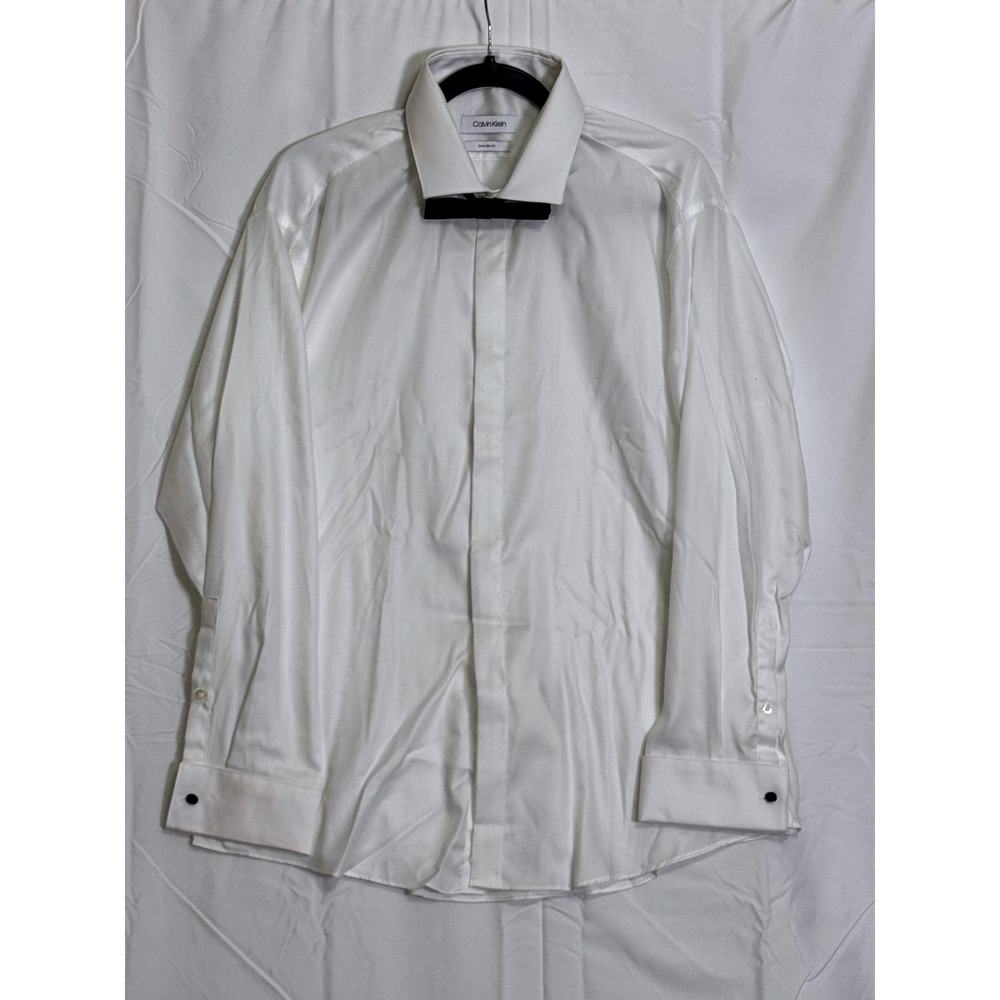 Calvin Klein White Extra Slim Fit Dress‎ Shirt Tuxedo French Cuffs 17.5 32-33
